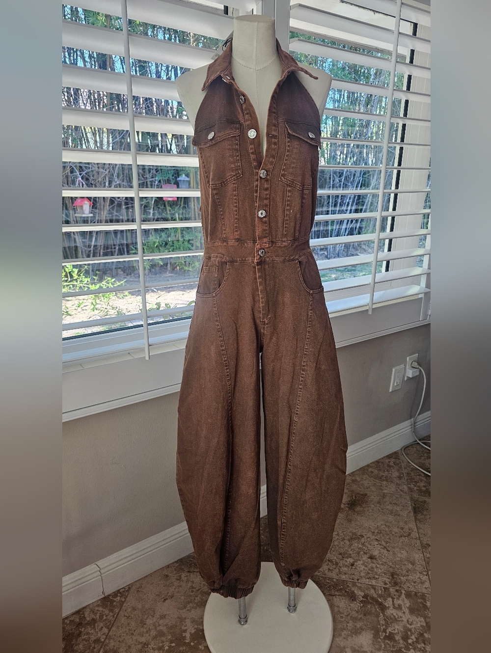 Kaylee Collection Jumpsuit Chocolate L